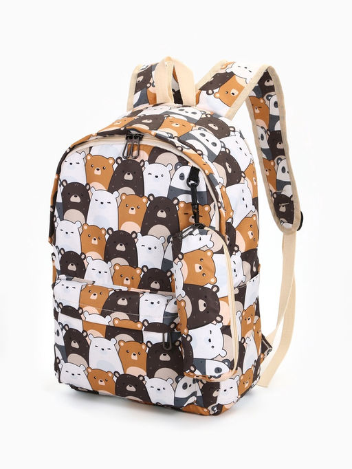 Набор: рюкзак школьный и пенал, с карманами, с принтом, размер 29?12?41 см, розовый/разноцветный