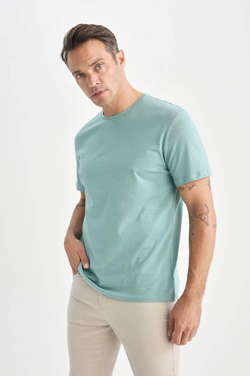 Новая базовая простая футболка с короткими рукавами и круглым вырезом стандартного кроя - Defacto фото 3