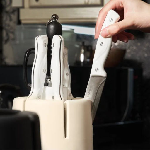 Подставка для ножей универсальная 16*16*25см слоновая кость