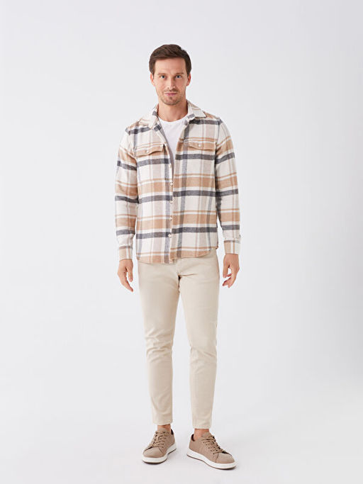 Regular Fit Uzun Kollu Ekose Gabardin Erkek G?mlek