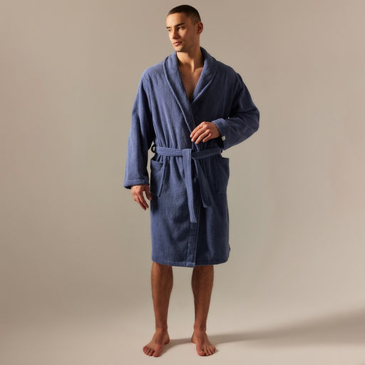 Халат махровый мужской SL HOME: Basic «Ривьера», размер S, хлопок 100%, синий