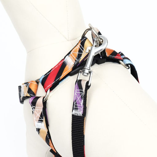 Комплект амуниции двухслойный, размер L, поводок 120 х 2 см, ОШ 31-45 см , ОГ 35-52 см, разноцветный - Пижон фото 4