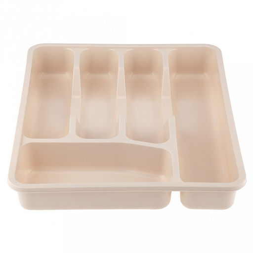 Лоток для столовых приборов пластмассовый 34х27х5см, молочный (Россия)