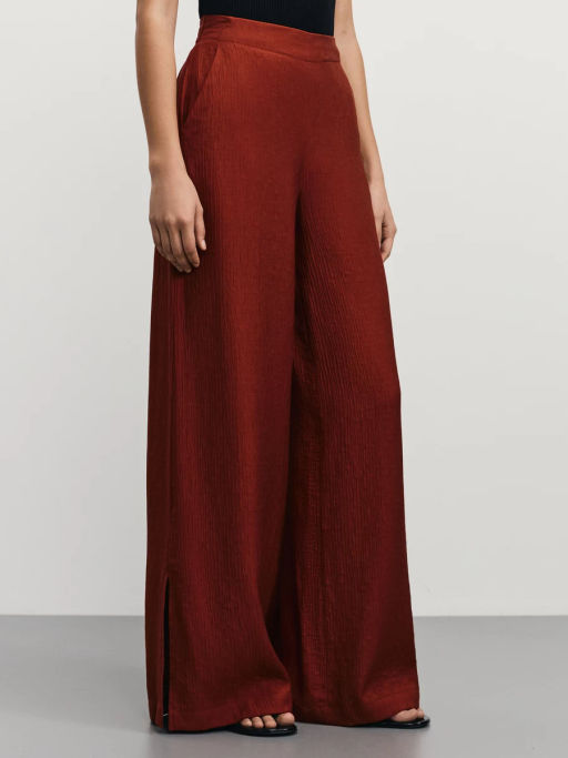 Широкие фактурные брюки из вискозы / Zarina  фото 3