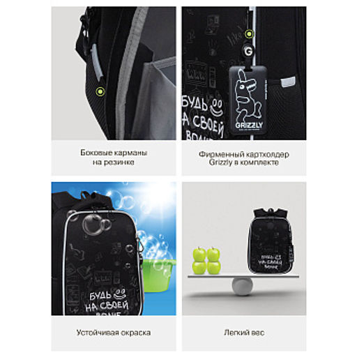 RAw-695-6 Рюкзак школьный с картхолдером на держателе - Grizzly фото 21