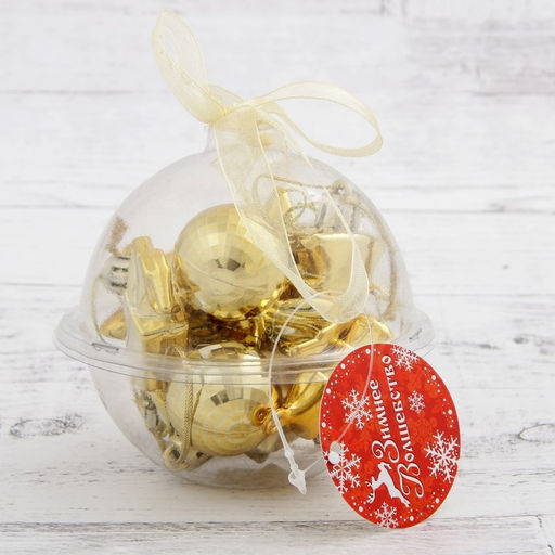 Цена за 2 шт. Ёлочные игрушки Санда, пластиковые, набор 10 шт., золотистый - Зимнее волшебство фото 2