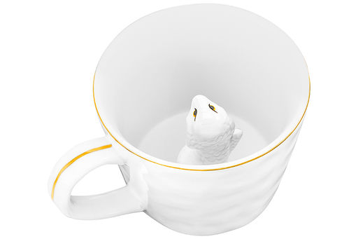 Кружка 300 мл 14*10*7,5 см Любопытная змея внутри кружки, белая с золотом - Elan gallery фото 5