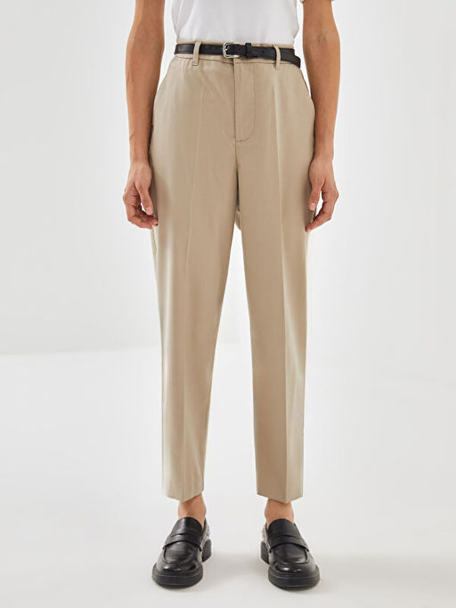 Beli Kemerli Loose Fit Kad?n Pantolon