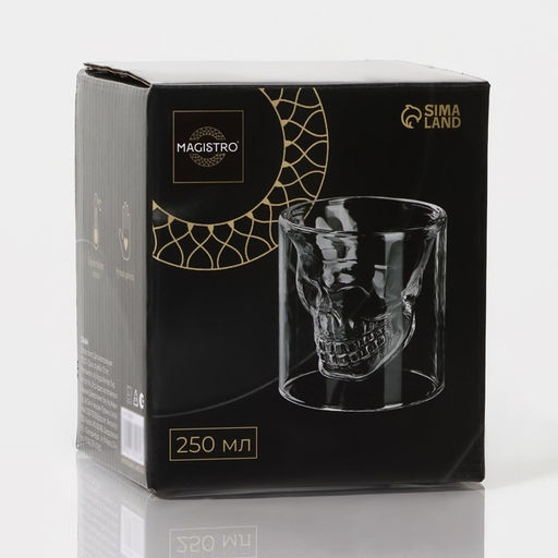 Стакан Magistro «Череп», 250 мл, 9×10 см, с двойными стенками, стекло, прозрачный