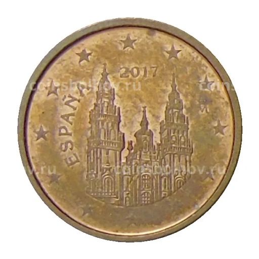 1 евроцент 2017 года Испания