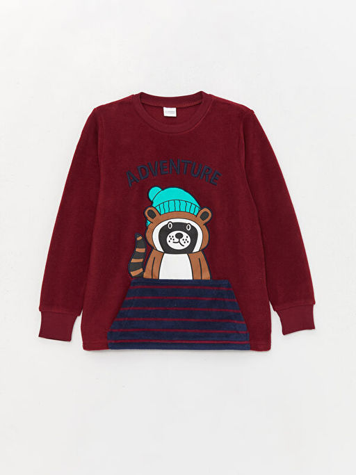 Bisiklet Yaka Bask?l? Uzun Kollu Polar Erkek ?ocuk Pijama Tak?m? - Waikiki фото 2