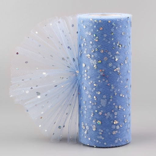 Фатин с блёстками, 15 см, 23±1 м, 11±1 г/м², голубой №21