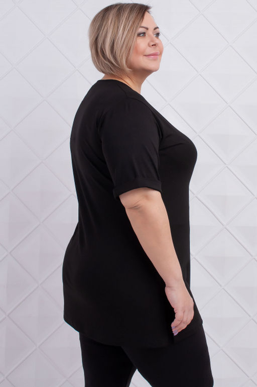Арт. 3676 Футболка женская50-58 (5 шт) Цвет:черный - Калинка фото 8