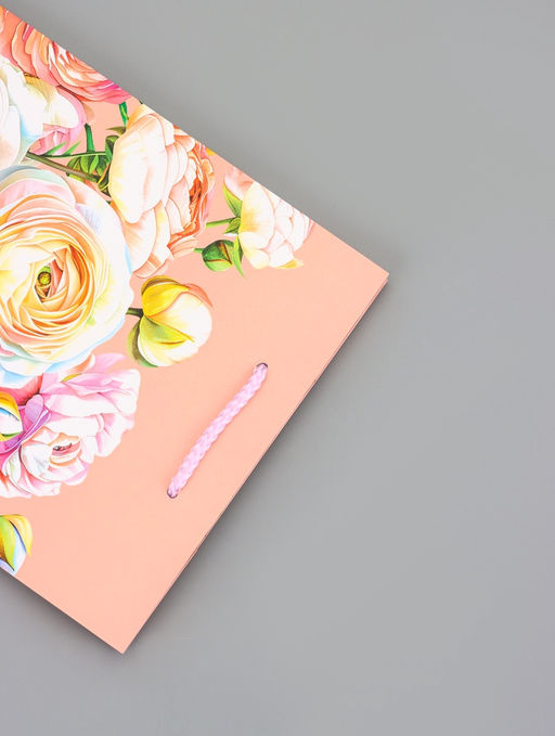 Цена за 2 шт. Пакет подарочный ламинированный вертикальный Цветочная роспись, 18?22.3?10 см