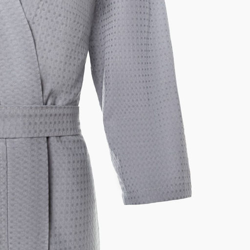 Халат вафельный женский Экономь и Я рукав 3/4, размер 42-44, серый, 100% хлопок, 200 г/м²