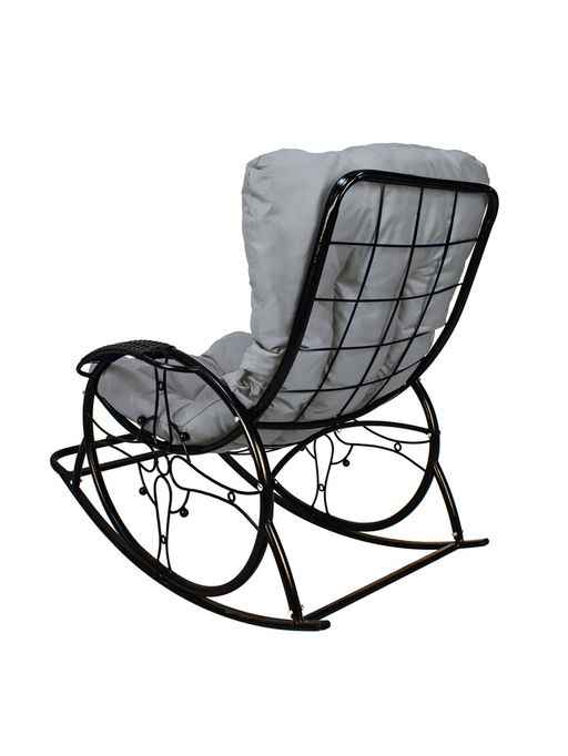 Кресло садовое «Овал люкс», 56×120×93 см, чёрное, с серой подушкой