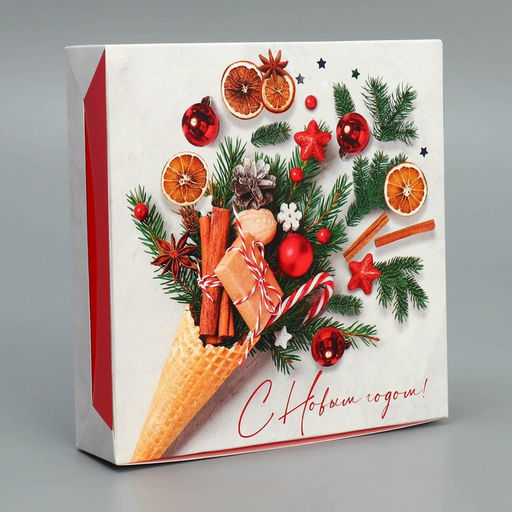 Цена за 5 шт. Коробка складная «С Новым годом!», 14×14×3.5 см