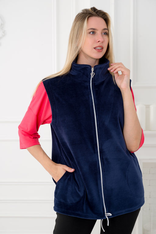 Жилет женский из велюра синий макс - Амадэль фото 14