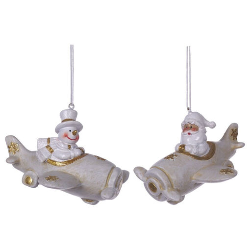 Фигурка декоративная подвесная "Снеговик/Дед Мороз", L10 W8,5 H7 см, 2в.