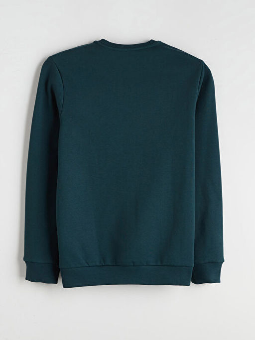 Bisiklet Yaka Bask?l? Erkek Kal?n Sweatshirt