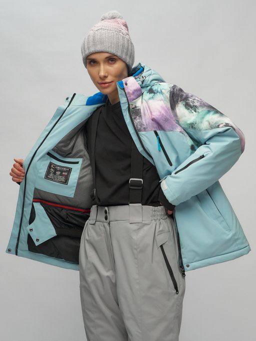 Горнолыжный костюм женский большого размера голубого цвета 02263Gl - Chunmai фото 17