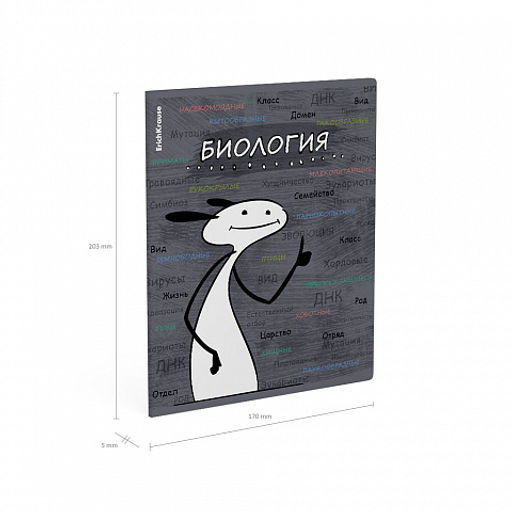 Цена за 5 шт. Тетрадь общая ученическая с пластиковой обложкой на скобе ErichKrause Чубрик, Биология, 48 листов, клетка  фото 4
