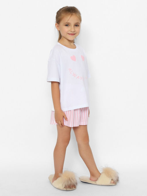 CRB wear/CWJG 50153-20 Комплект для девочки (футболка, шорты),белый/Ex.Cherubino  фото 3