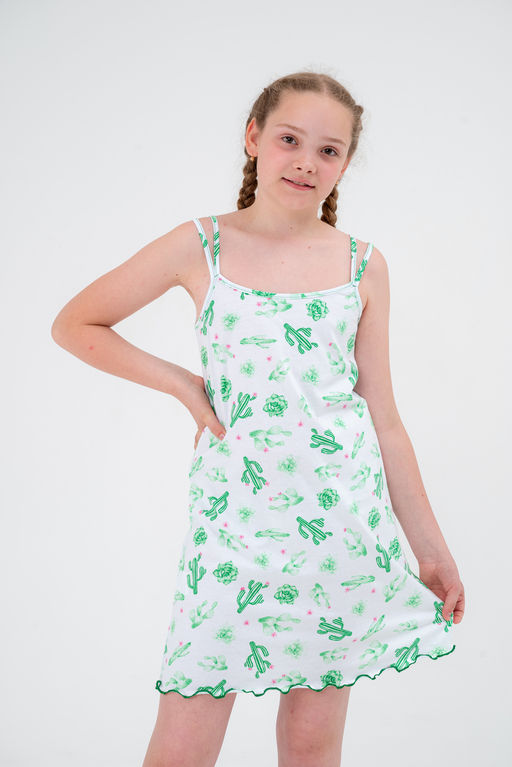 Ночная сорочка подростковая из кулирки Оливия кактус