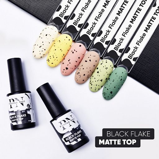 Топ матовый Black Flake с чёрными хлопьями - Patrisa nail фото 4
