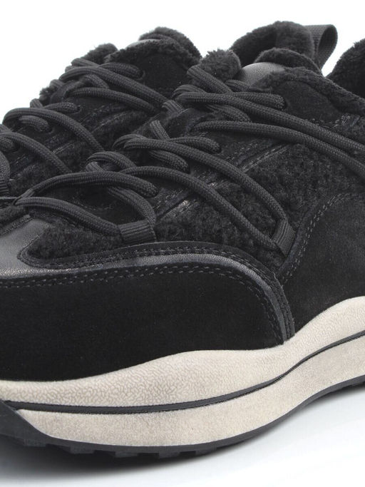 04-XKL23-138R BLACK Кроссовки утепленные женские (натуральная кожа, натуральная замша, байка)