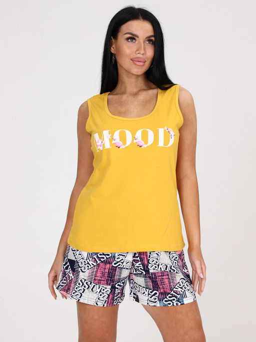 547-П ПИЖАМА ЖЕНСКАЯ (шорты) (Горчица/розовый) - А-дина фото 4