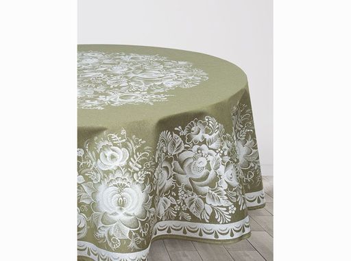 07с24- ЯК Скатерть D-178 "Цветы" цв. оливковый