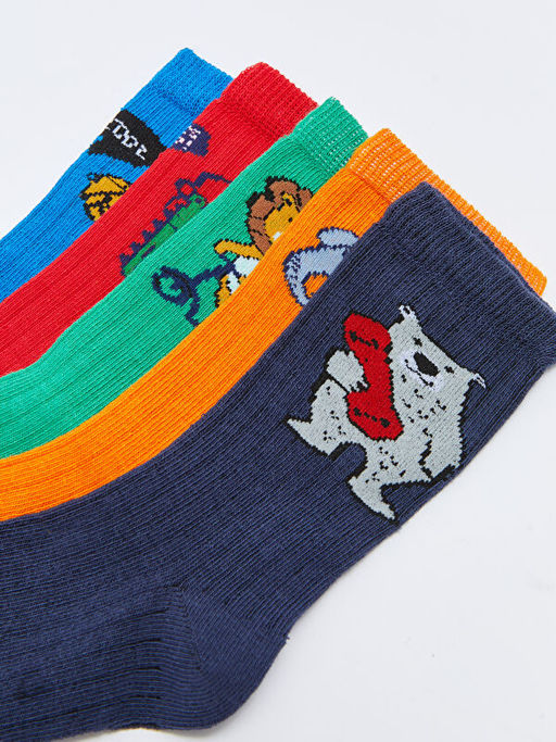 Desenli Erkek ?ocuk Soket ?orap 5li - Waikiki фото 3