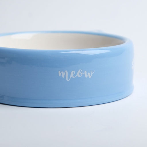 Миска керамическая Голова кота 150 мл - 12.512.54 см, голубая/белая - Пижон фото 6