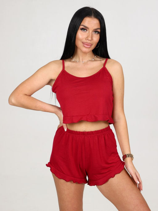 644 ПИЖАМА ЖЕНСКАЯ (шорты) (Бордовый) - А-дина фото 3