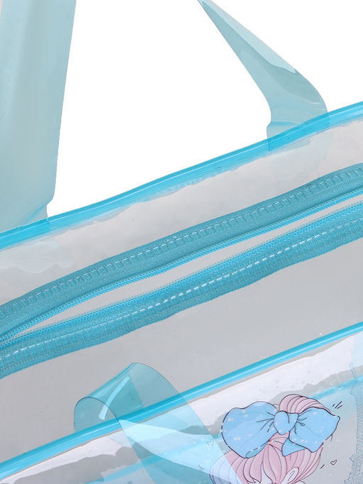 Косметичка-сумка на молнии для бассейна, с ручками, с принтом, прозрачная/голубая