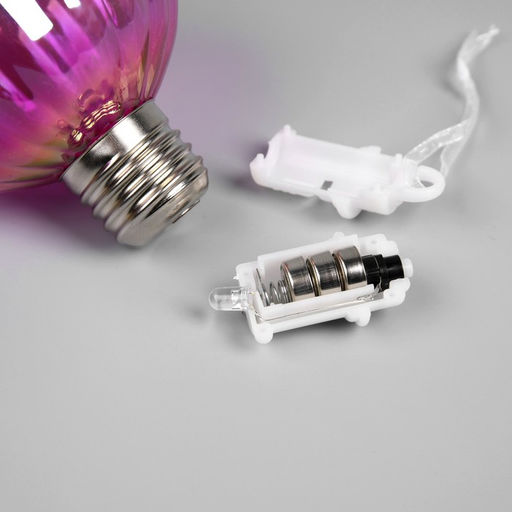 Набор ёлочных шаров Розовые грани, 3 шт, d=7 см, 3 LED, от батареек AG139, свечение тёплое белое - Luazon lighting фото 3