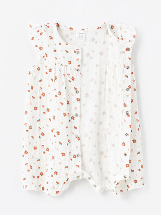 Bisiklet Yaka K?sa Kollu ?i?ekli K?z Bebek Tulum - Waikiki фото 3