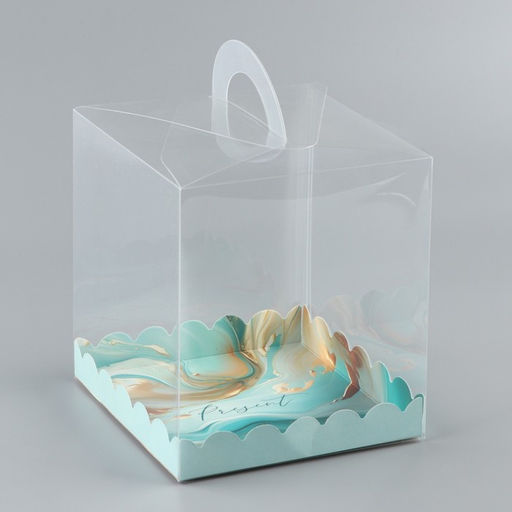 Цена за 5 шт. Коробка кондитерская, сундук, упаковка, «Бирюза», 16×16×18 см