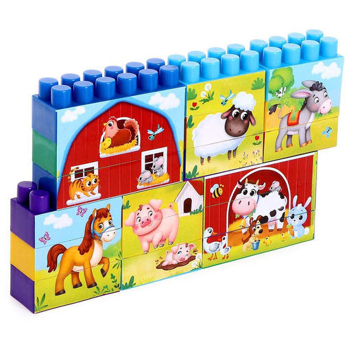 Конструктор пластиковый «Весёлая ферма», 18 деталей, по методике Монтессори