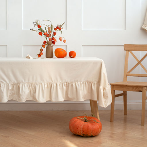 Скатерть прямоугольная с рюшами Чистый хлопок, 100% хлопок ВБ Размер без рюши 110х150 - Традиция фото 2