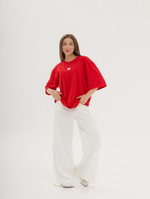 256 Оверсайз футболка, красный с сердечком