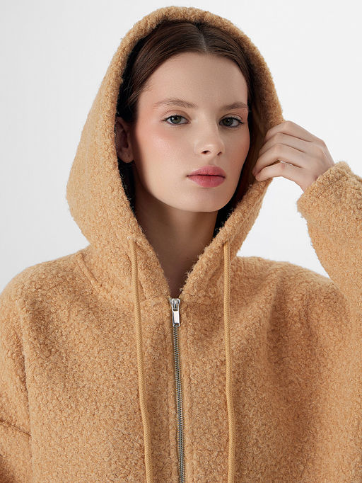 Толстовка женская бежевая на молнии с капюшоном - Mark formelle фото 4