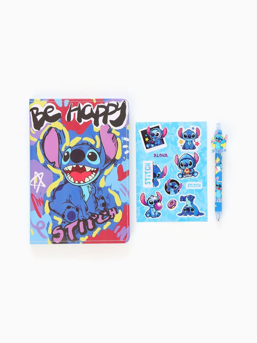 Набор Ежедневник А5, 80 л, ручка и наклейки Стич