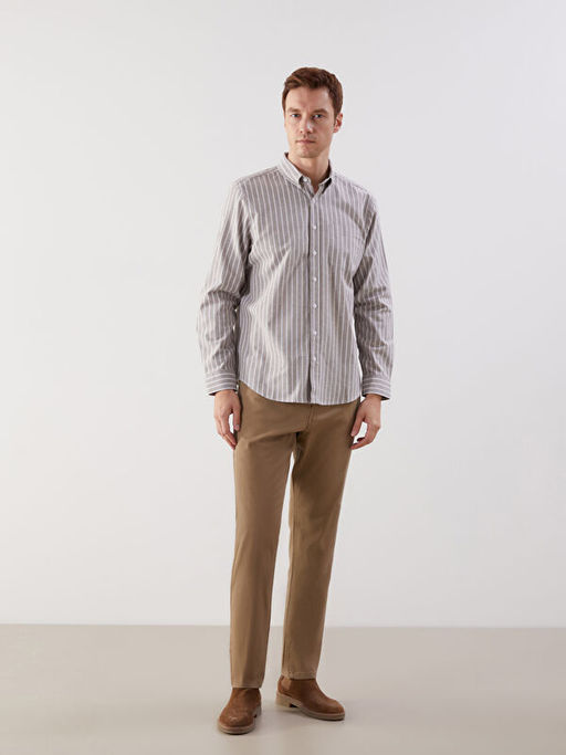 Regular Fit Uzun Kollu ?izgili Erkek G?mlek