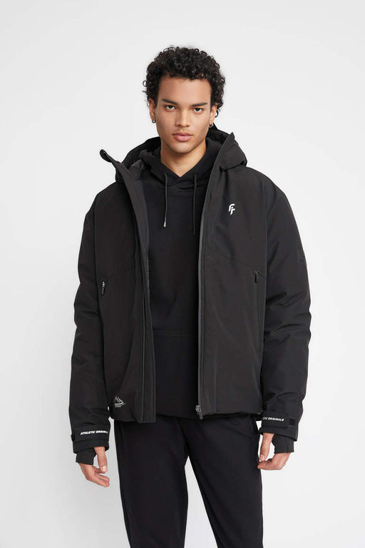 Водоотталкивающее водонепроницаемое пальто приталенного кроя DeFactoFit с капюшоном и молнией  фото 8