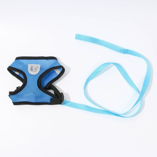 Шлейка дышащая с поводком и светоотражающей нашивкой, S, ОШ 27, ОГ 30-38, синяя - Пушистое счастье фото 2