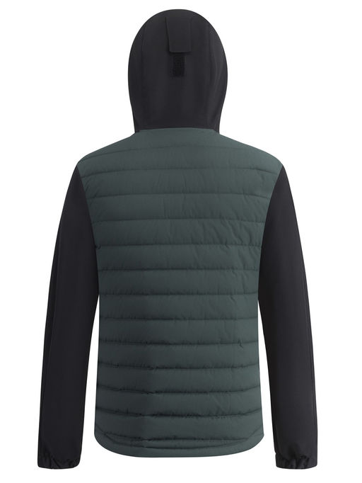 Куртка мужская гибридная стёганая с капюшоном с графеновой подкладкой цвета хаки 9627_1Kh