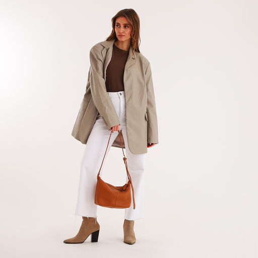 Сумка женская кросс-боди на молнии, 22×13×19 см, коричневая