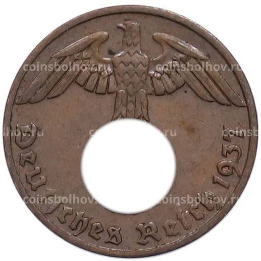 Монета 1 рейхспфенниг 1937 года A Германия